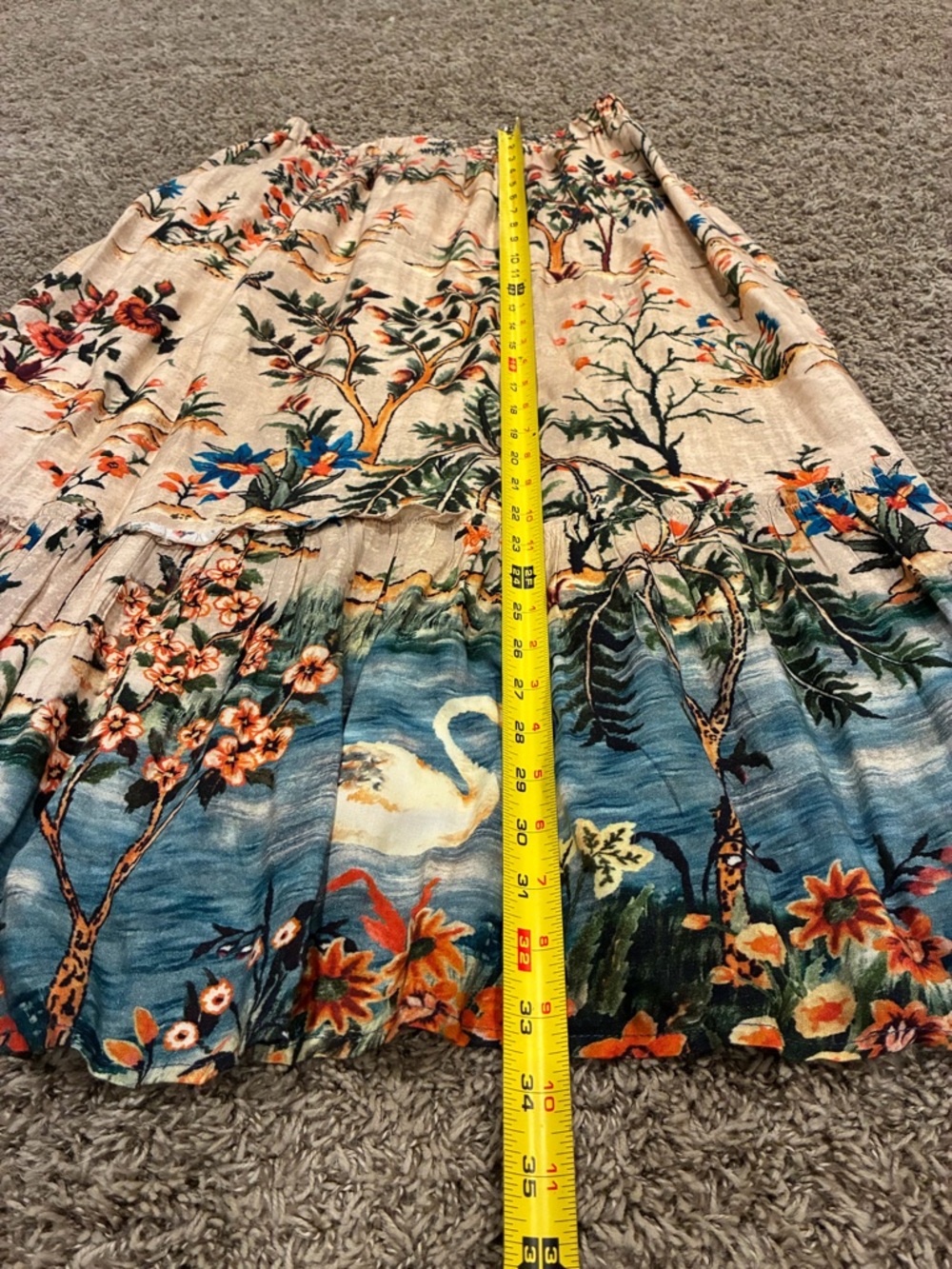 Vineet Bahl Anthropologie Swan Lake Midi Skirt Floral Nature Pockets Unique 425 - Picture 11 of 16